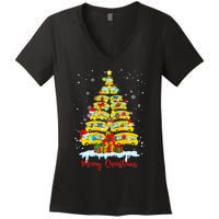 Student Delivery School Bus Driver Christmas Xmas Tree Women's V-Neck T-Shirt