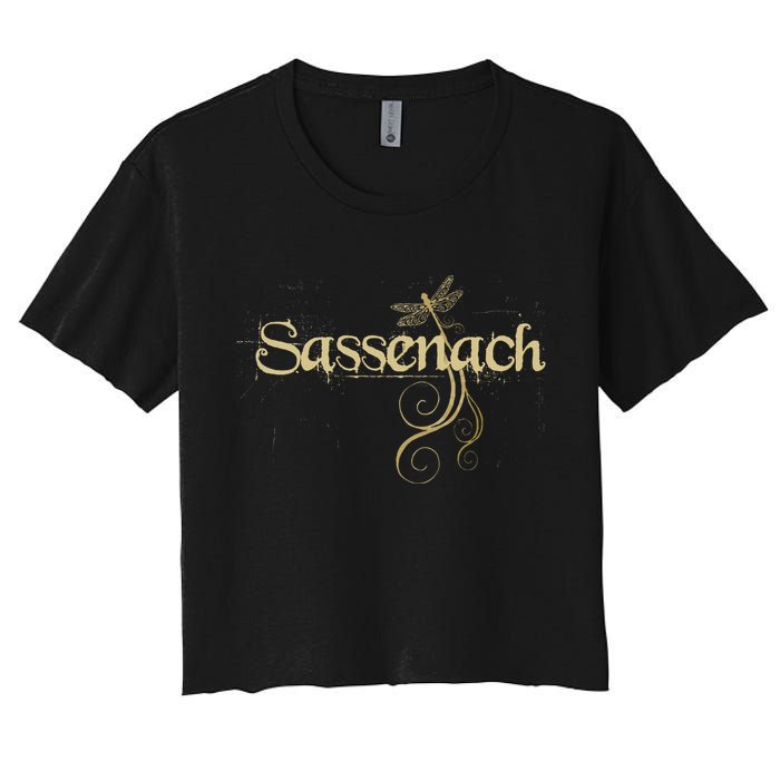 Sassenach Dragonfly Scottish Gift Retro Women's Crop Top Tee