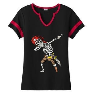 Spooky Dabbing Skeleton Pirate Halloween Costume Ladies Halftime Notch Neck Tee