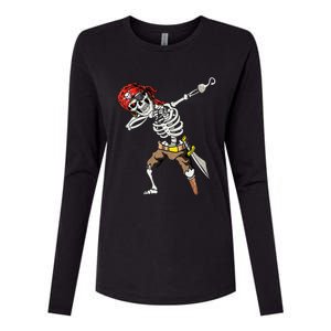 Spooky Dabbing Skeleton Pirate Halloween Costume Womens Cotton Relaxed Long Sleeve T-Shirt