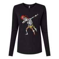 Spooky Dabbing Skeleton Pirate Halloween Costume Womens Cotton Relaxed Long Sleeve T-Shirt