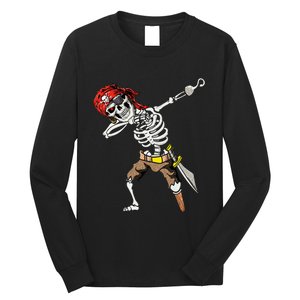 Spooky Dabbing Skeleton Pirate Halloween Costume Long Sleeve Shirt