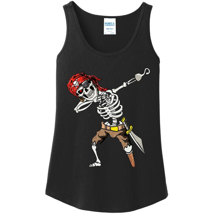 Spooky Dabbing Skeleton Pirate Halloween Costume Ladies Essential Tank