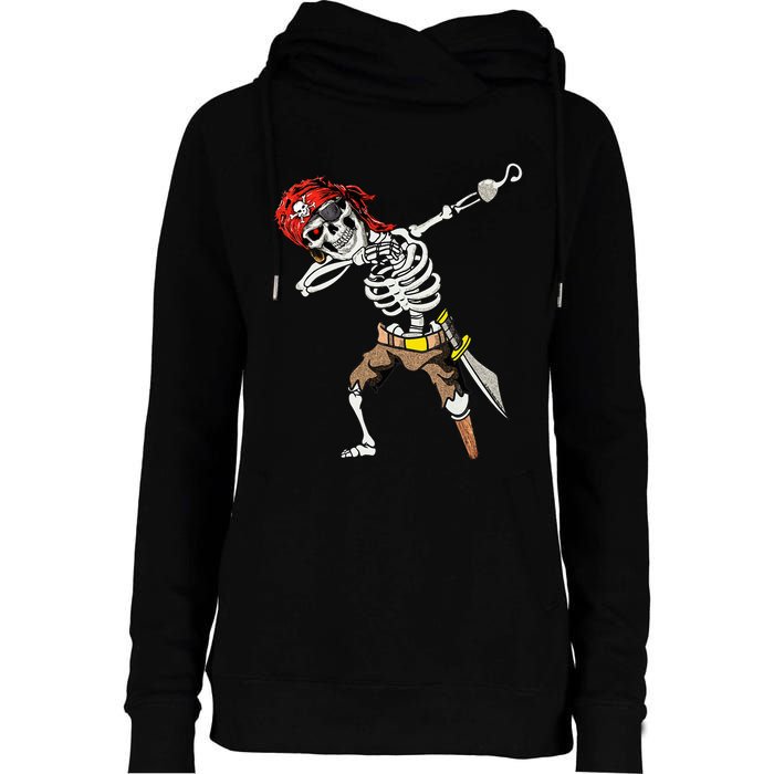 Spooky Dabbing Skeleton Pirate Halloween Costume Womens Funnel Neck Pullover Hood