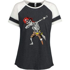 Spooky Dabbing Skeleton Pirate Halloween Costume Enza Ladies Jersey Colorblock Tee