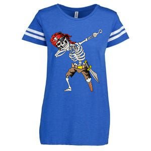 Spooky Dabbing Skeleton Pirate Halloween Costume Enza Ladies Jersey Football T-Shirt