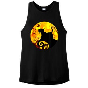 Scottie Dog Scary And Moon Funny Halloween Adults Costumes Ladies PosiCharge Tri-Blend Wicking Tank