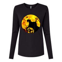 Scottie Dog Scary And Moon Funny Halloween Adults Costumes Womens Cotton Relaxed Long Sleeve T-Shirt