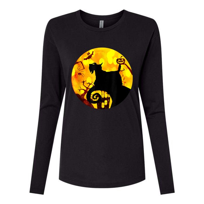 Scottie Dog Scary And Moon Funny Halloween Adults Costumes Womens Cotton Relaxed Long Sleeve T-Shirt