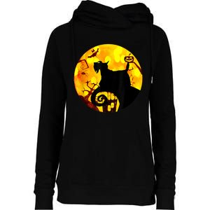 Scottie Dog Scary And Moon Funny Halloween Adults Costumes Womens Funnel Neck Pullover Hood