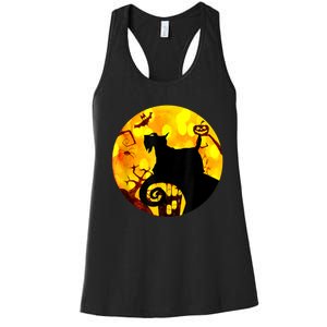 Scottie Dog Scary And Moon Funny Halloween Adults Costumes Women's Racerback Tank