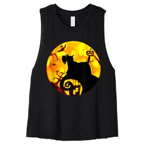 Scottie Dog Scary And Moon Funny Halloween Adults Costumes Women's Racerback Cropped Tank