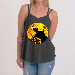 Scottie Dog Scary And Moon Funny Halloween Adults Costumes Women's Strappy Tank