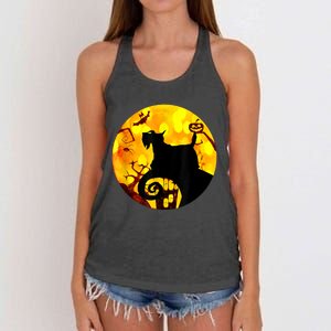 Scottie Dog Scary And Moon Funny Halloween Adults Costumes Women's Knotted Racerback Tank