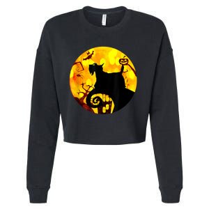 Scottie Dog Scary And Moon Funny Halloween Adults Costumes Cropped Pullover Crew