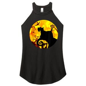 Scottie Dog Scary And Moon Funny Halloween Adults Costumes Women's Perfect Tri Rocker Tank