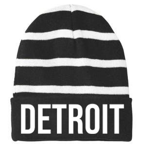 Simple Detroit Striped Beanie with Solid Band