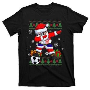 Soccer Dabbing Santa Croatia Flag Ugly Christmas Sweater Tank Top T-Shirt