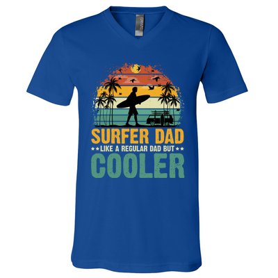 Surfer Dad Surfing Father Surf Cooler Dad Surfer Funny Gift V-Neck T-Shirt