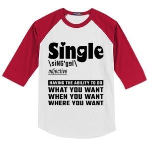 Single Definition Singles Awareness Day Gift Kids Colorblock Raglan Jersey