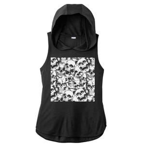 Spooky Deadly Skulls Ladies PosiCharge Tri-Blend Wicking Draft Hoodie Tank