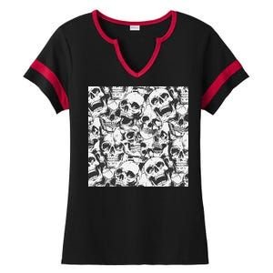 Spooky Deadly Skulls Ladies Halftime Notch Neck Tee