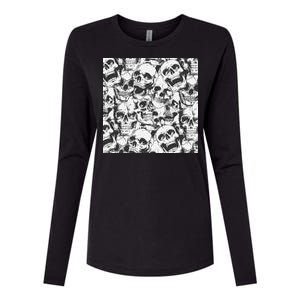 Spooky Deadly Skulls Womens Cotton Relaxed Long Sleeve T-Shirt