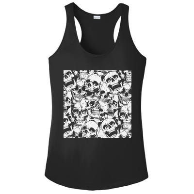 Spooky Deadly Skulls Ladies PosiCharge Competitor Racerback Tank