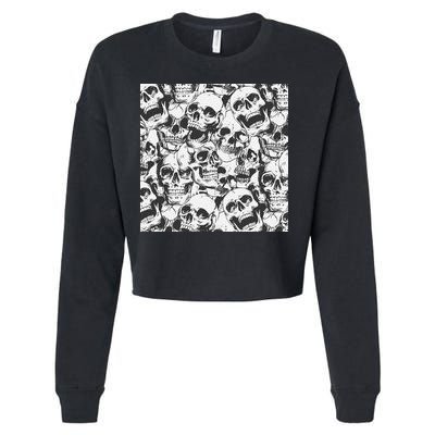 Spooky Deadly Skulls Cropped Pullover Crew