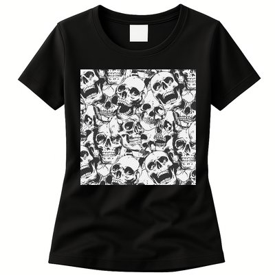 Spooky Deadly Skulls Womens T-Shirt