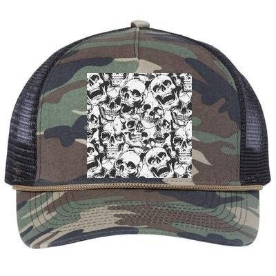 Spooky Deadly Skulls Retro Rope Trucker Hat Cap