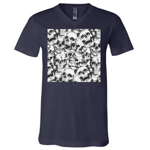 Spooky Deadly Skulls V-Neck T-Shirt