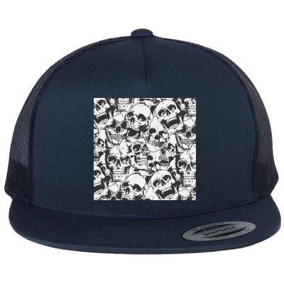 Spooky Deadly Skulls Flat Bill Trucker Hat