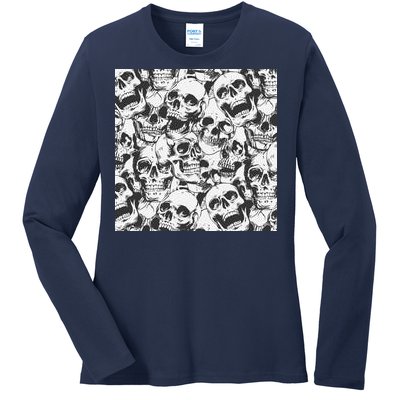 Spooky Deadly Skulls Ladies Long Sleeve Shirt