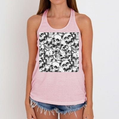 Spooky Deadly Skulls Women's Knotted Racerback Tank