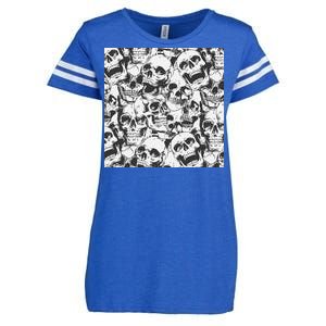 Spooky Deadly Skulls Enza Ladies Jersey Football T-Shirt