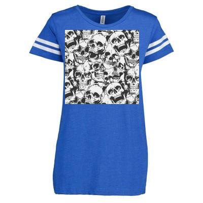 Spooky Deadly Skulls Enza Ladies Jersey Football T-Shirt