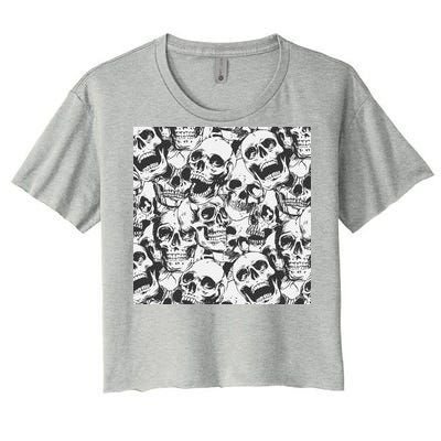 Spooky Deadly Skulls Women's Crop Top Tee