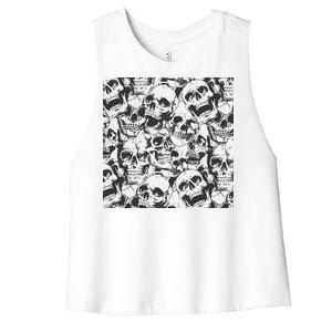 Spooky Deadly Skulls Women's Racerback Cropped Tank