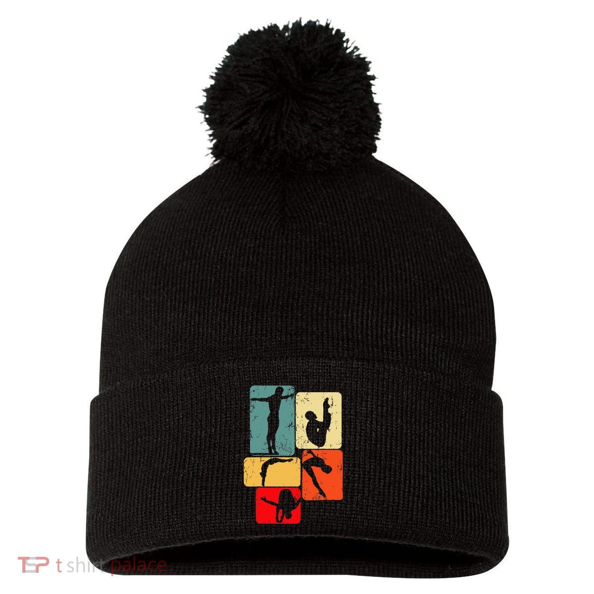 Springboard Diving Springboard Diver Platform Diving Pom Pom 12in Knit Beanie