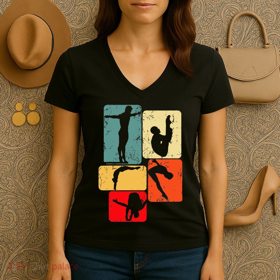 Springboard Diving Springboard Diver Platform Diving Women's V-Neck T-Shirt