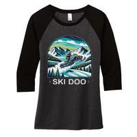 Ski Doo Snowmobile Women's Tri-Blend 3/4-Sleeve Raglan Shirt