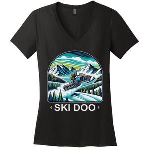 Ski Doo Snowmobile Women's V-Neck T-Shirt