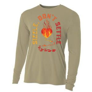 Sizzle DonT Settle Chili Pepper Breadcrumbing Single Adult Cooling Performance Long Sleeve Crew