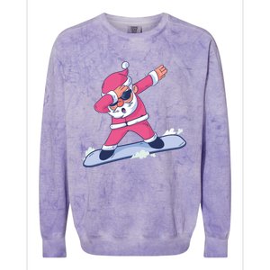 Snowboard Dabbing Santa Claus Funny Christmas Dab Dance Gift Cute Gift Colorblast Crewneck Sweatshirt