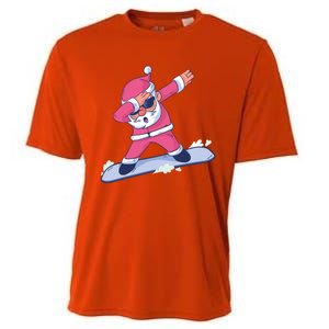 Snowboard Dabbing Santa Claus Funny Christmas Dab Dance Gift Cute Gift Cooling Performance Crew T-Shirt