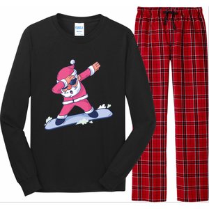 Snowboard Dabbing Santa Claus Funny Christmas Dab Dance Gift Cute Gift Long Sleeve Pajama Set