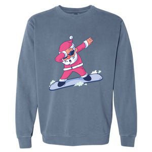 Snowboard Dabbing Santa Claus Funny Christmas Dab Dance Gift Cute Gift Garment-Dyed Sweatshirt