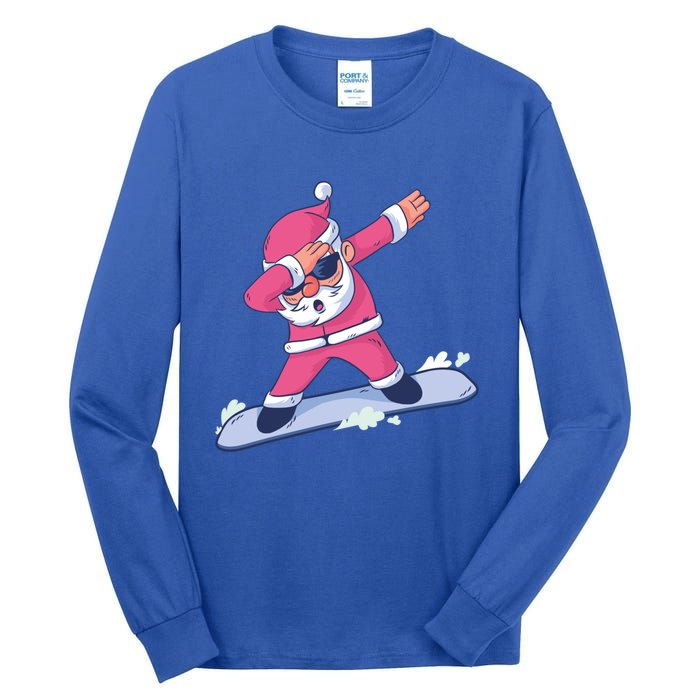 Snowboard Dabbing Santa Claus Funny Christmas Dab Dance Gift Cute Gift Tall Long Sleeve T-Shirt