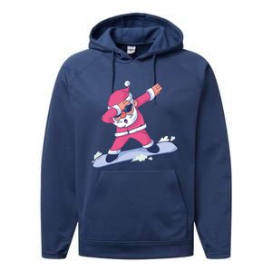 Snowboard Dabbing Santa Claus Funny Christmas Dab Dance Gift Cute Gift Performance Fleece Hoodie